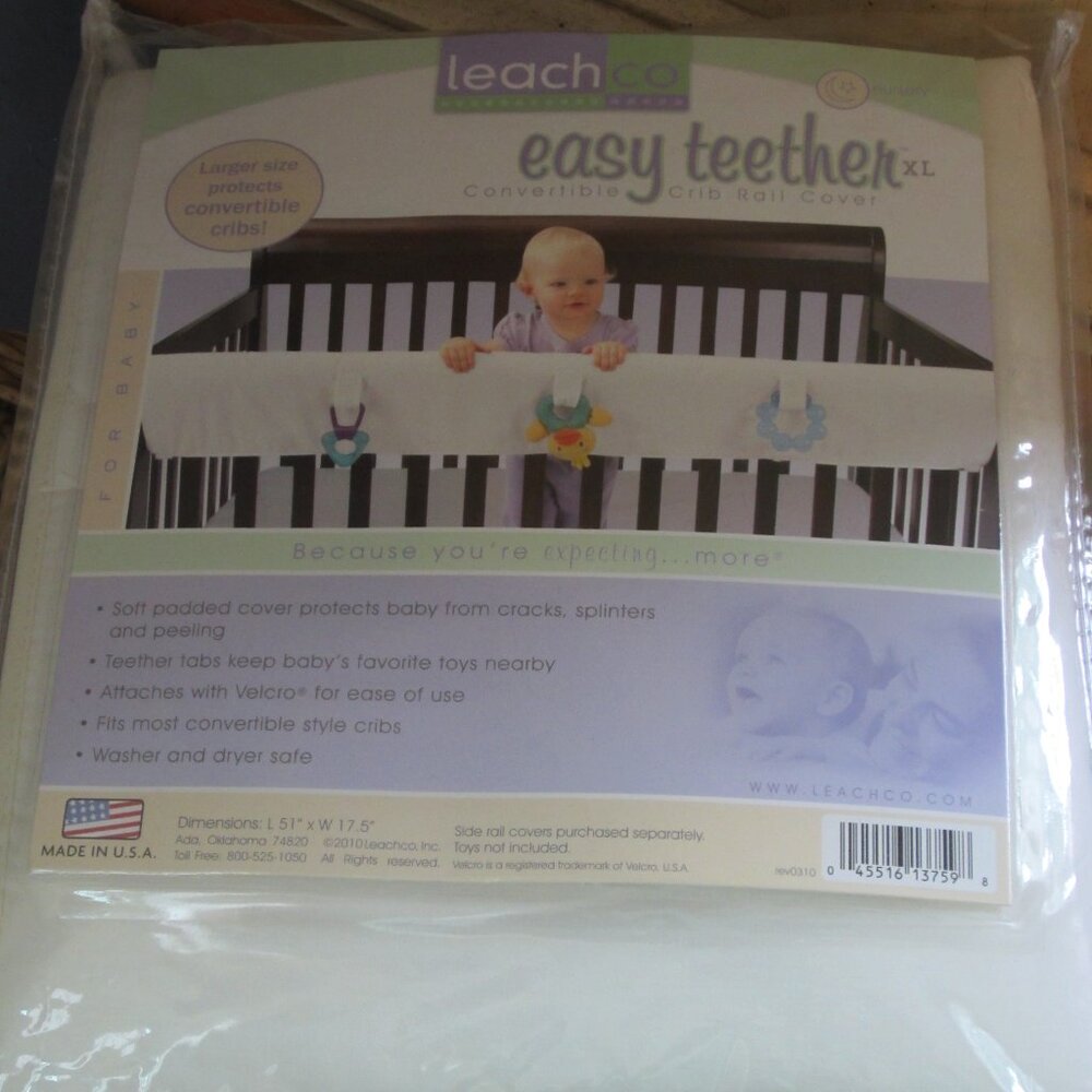BNIB/Leachco Easy Teether Convertible Crib Rail Cover Cream/Great Invention/